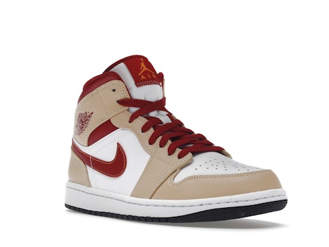 Air Jordan 1 Mid Beige White Red - 554724-201