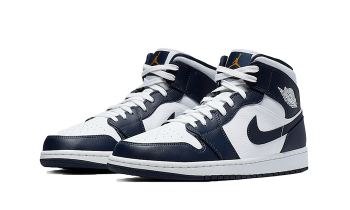 Air Jordan 1 Mid White Metallic Gold Obsidian - 554724-174 / 554725-174