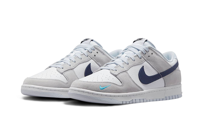 Nike Dunk Low White Grey Navy Aqua Mini Swoosh - FJ4227-001